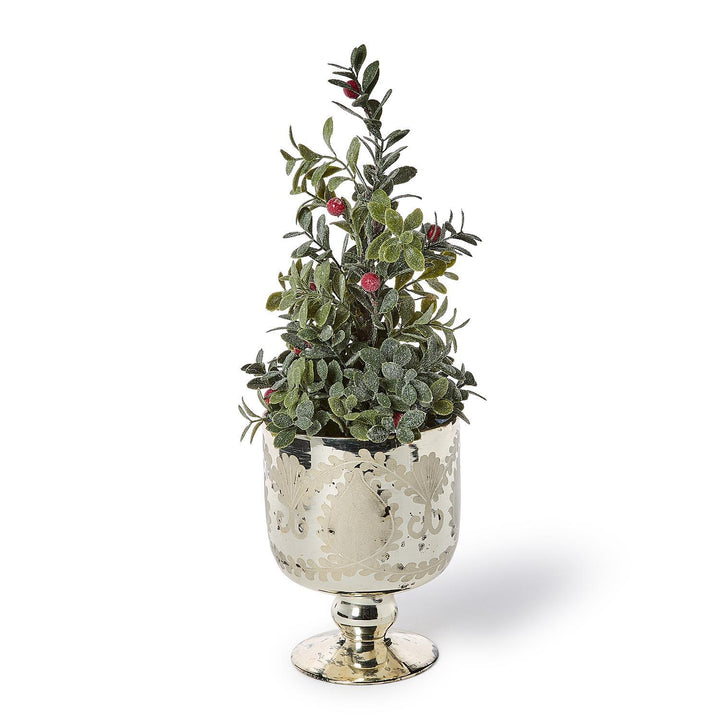 Etched Mercury Glass Candleholder / Cachepot