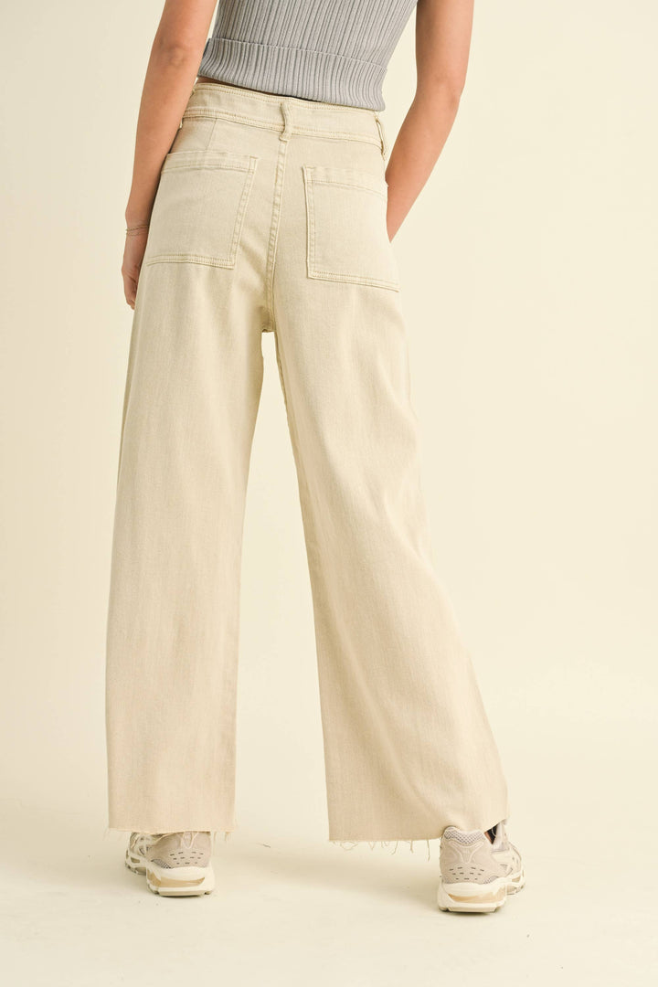 Straight Wide Leg Denim Pants