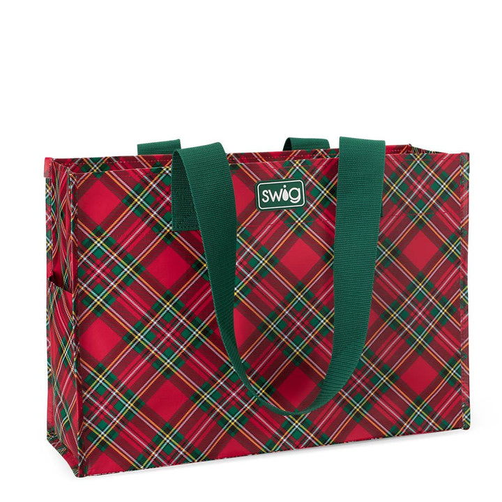 Christmas Plaid Reusable Gift Bag (Large)