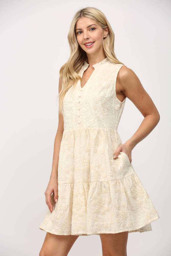 Ruffled Stand Collar Dress