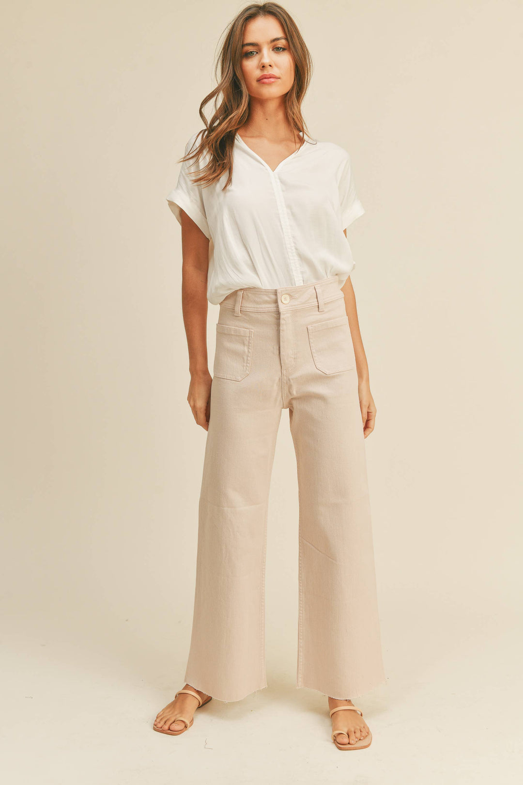 Straight Wide Leg Pants With Front Pocket