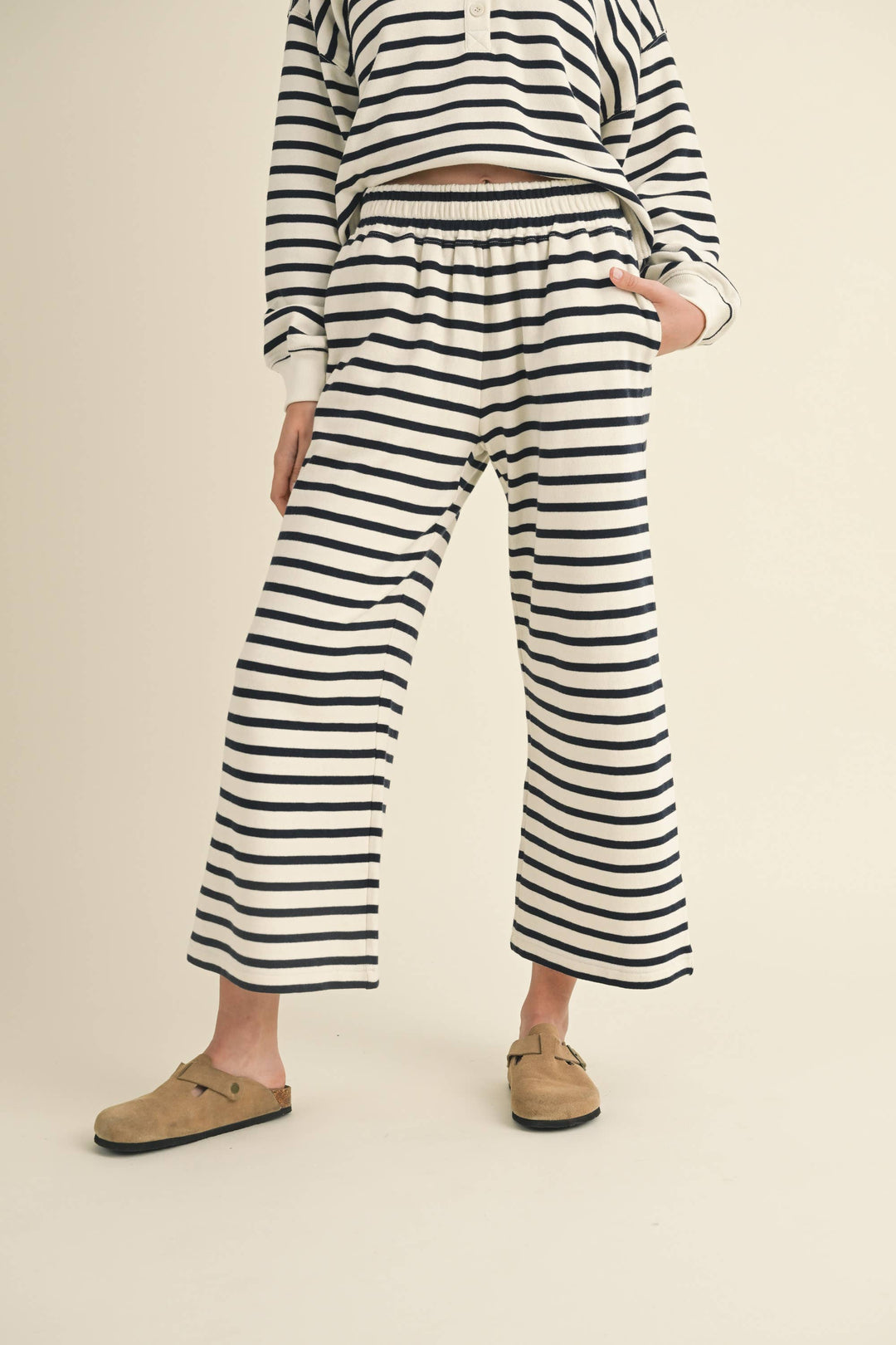 Striped Pattern Straight Leg Pants