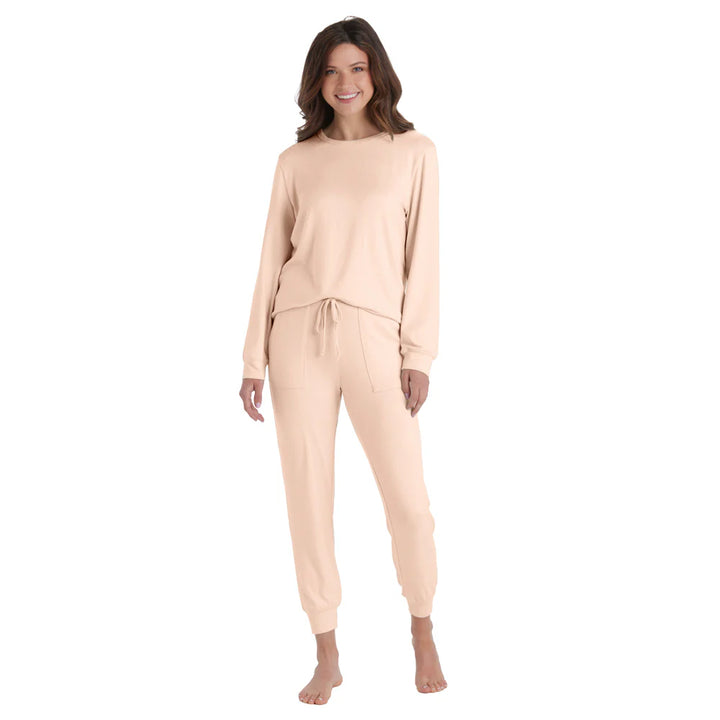 Dream Jersey Crew Neck Lounge Set in Apricot