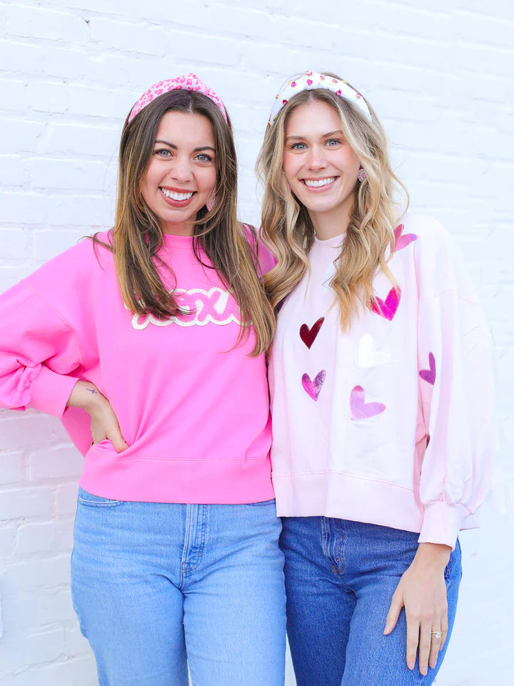 Millie Sweatshirt | Pink Sequin Hearts