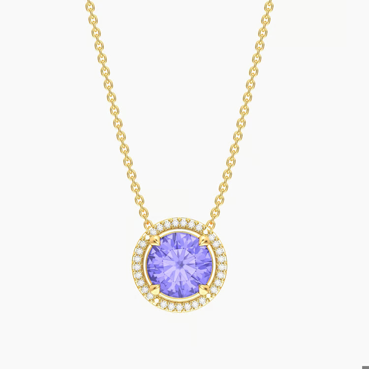 Gold Tanzanite Birthstone Pendant Necklace