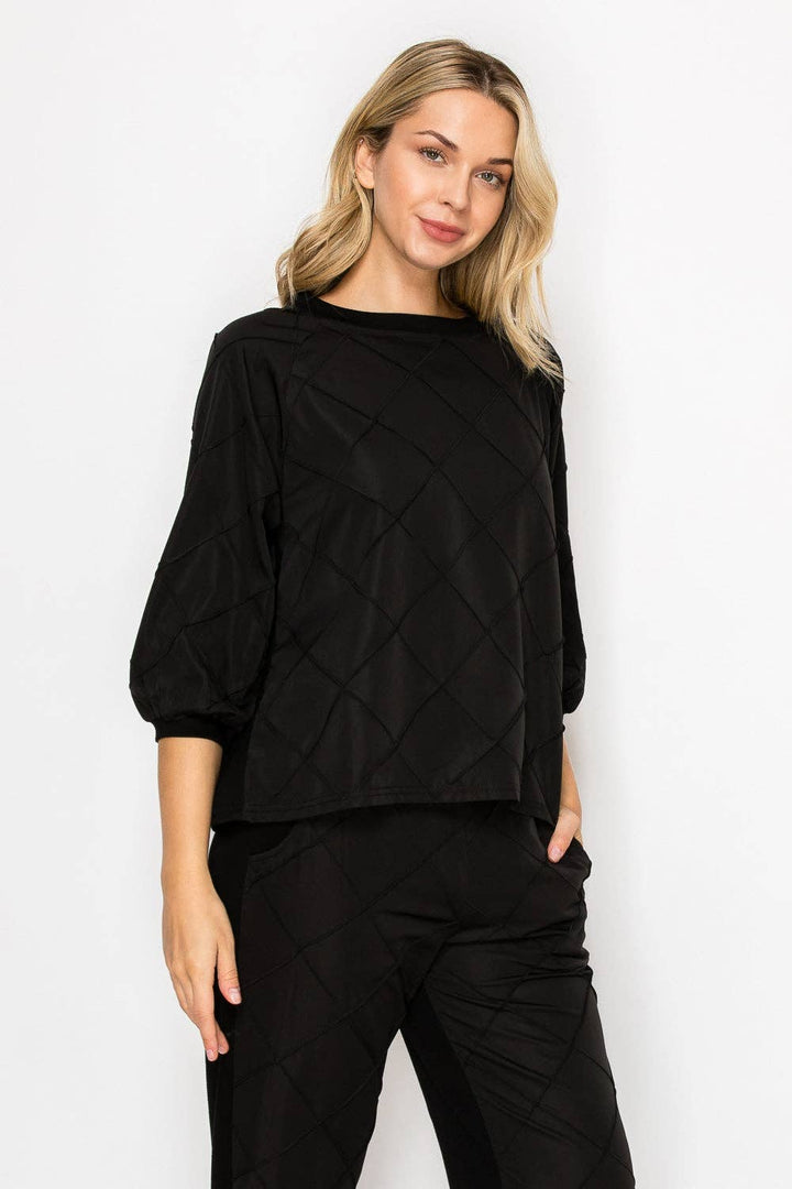 Jacob Stetch Knit Pointe with Textured Woven Top