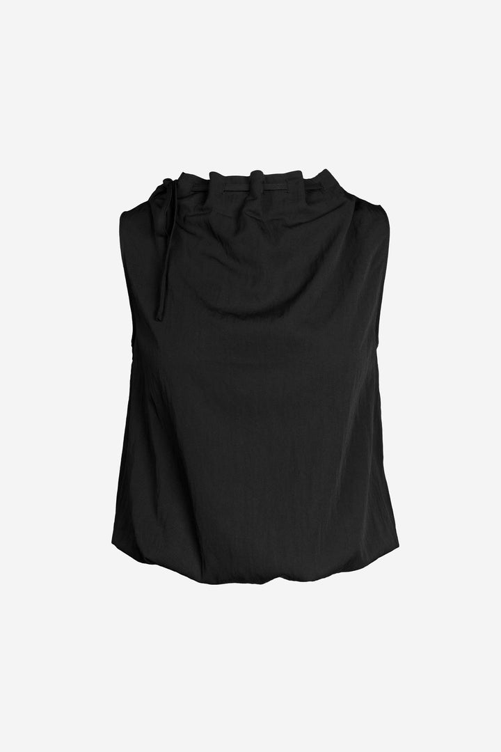 Cinched Mock Neck Sleeveless Top