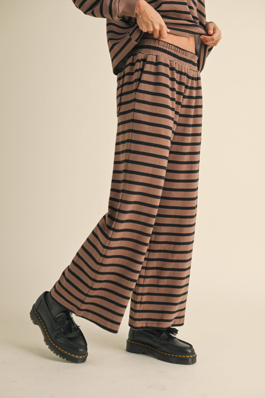 Striped Pattern Straight Leg Pants