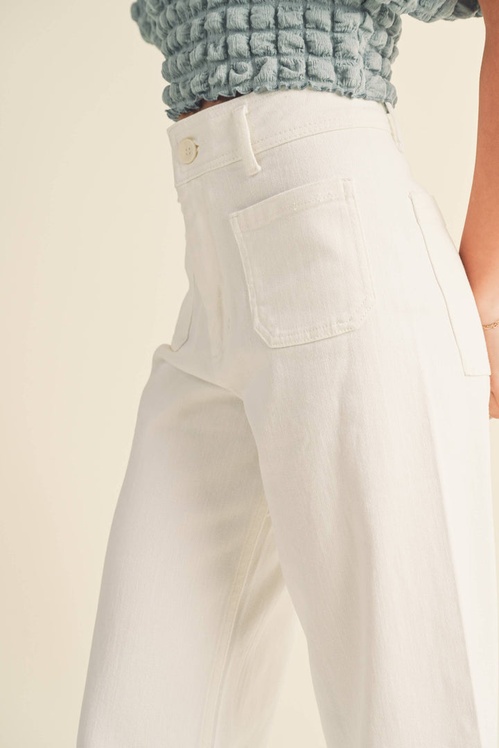 Straight Wide Leg Pants With Front Pocket