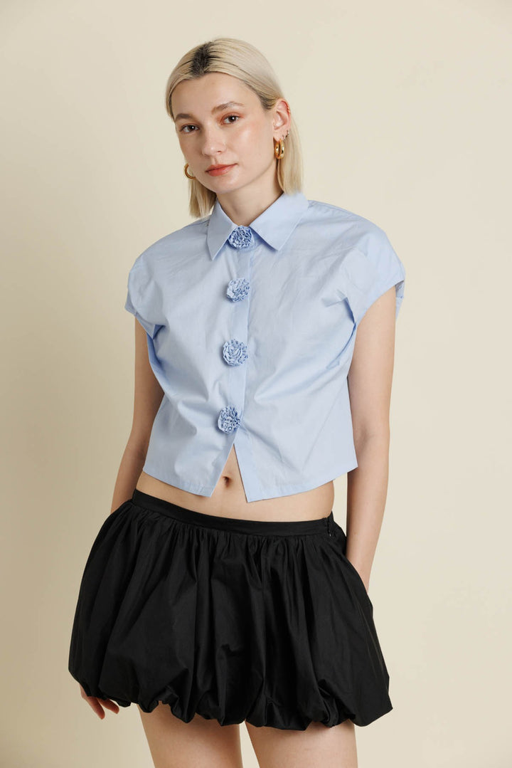 Shirt with Floral Buttons