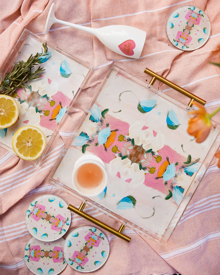 Monets Garden Pink Coaster | Laura Park Designs x Tart