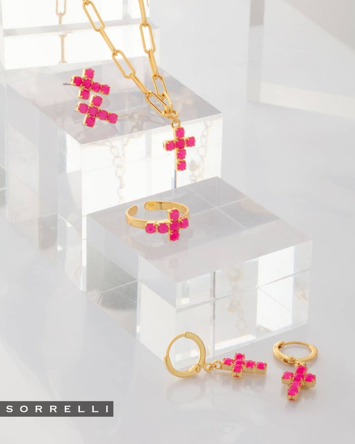 Sorrelli Carly Cross Huggie Hoop Earrings