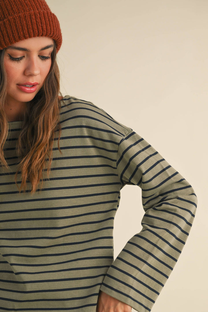 Striped Pattern Long Sleeve Top