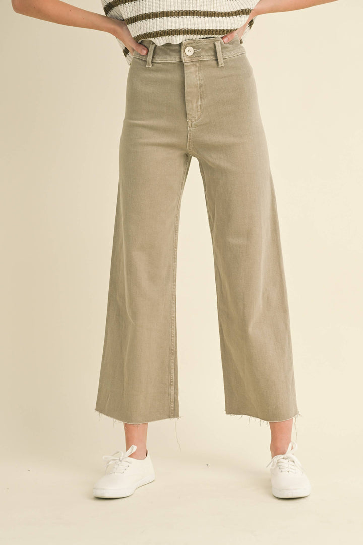 Straight Wide Leg Denim Pants