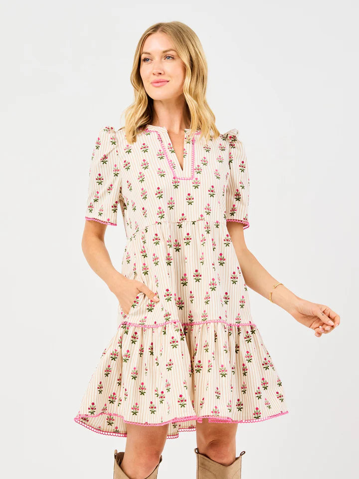 Adelyn Dress | Cottage Stripes Tan