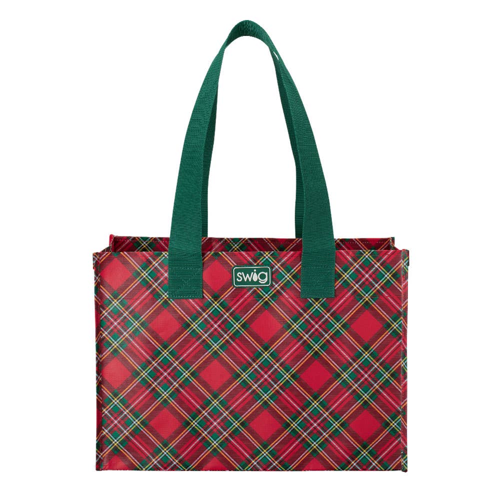Christmas Plaid Reusable Gift Bag (Large)