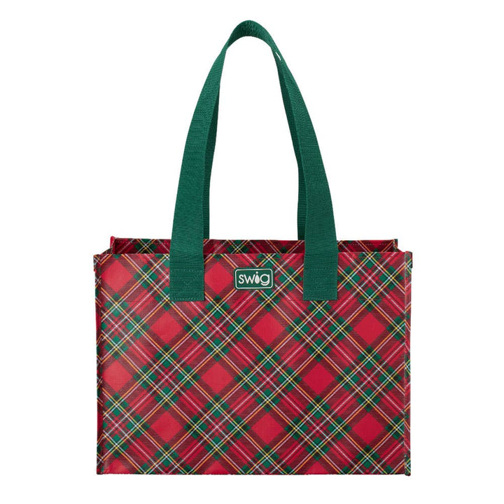 Christmas Plaid Reusable Gift Bag (Large)