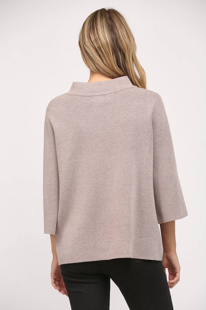 Mock Neck Pull Over Sweater/Bell Sleeve