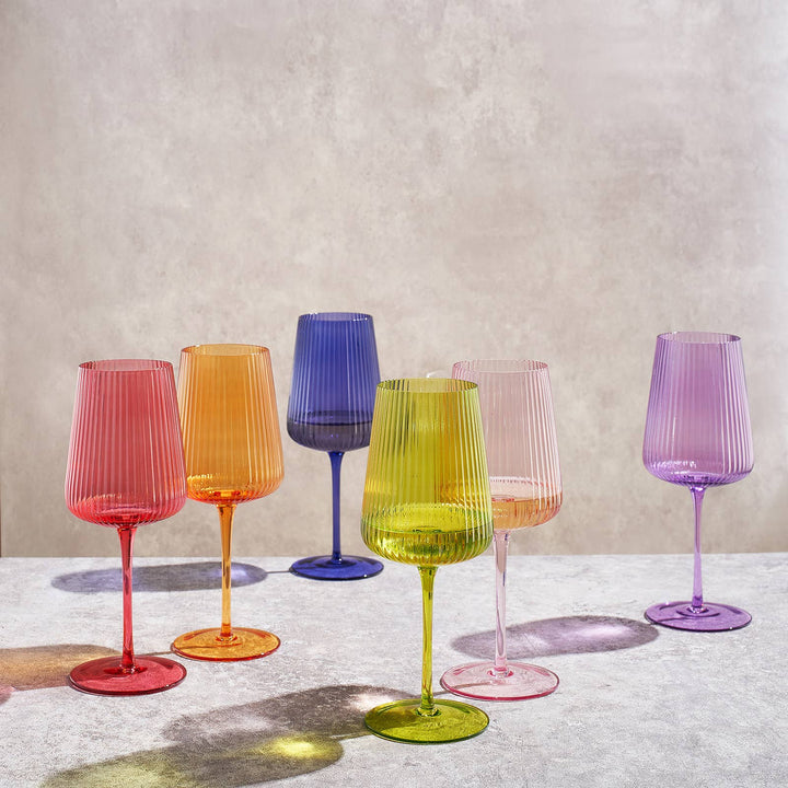 Ribbed Bright Colored Wine Glass