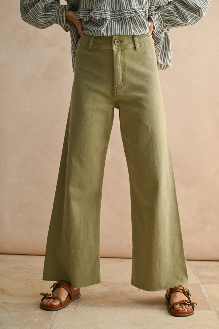 Straight Wide Leg Denim Pants