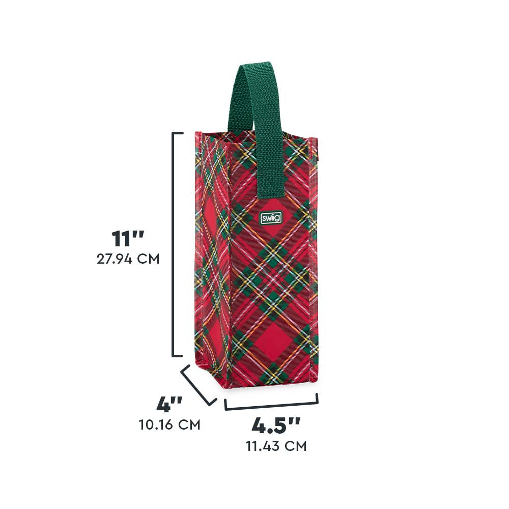Swig Christmas Plaid Reusable Gift Bag (Wine)