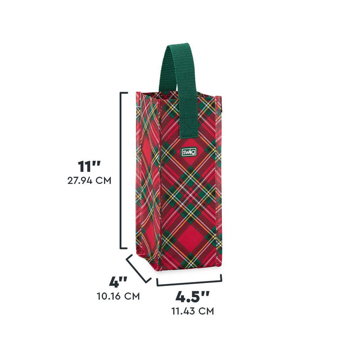 Swig Christmas Plaid Reusable Gift Bag (Wine)
