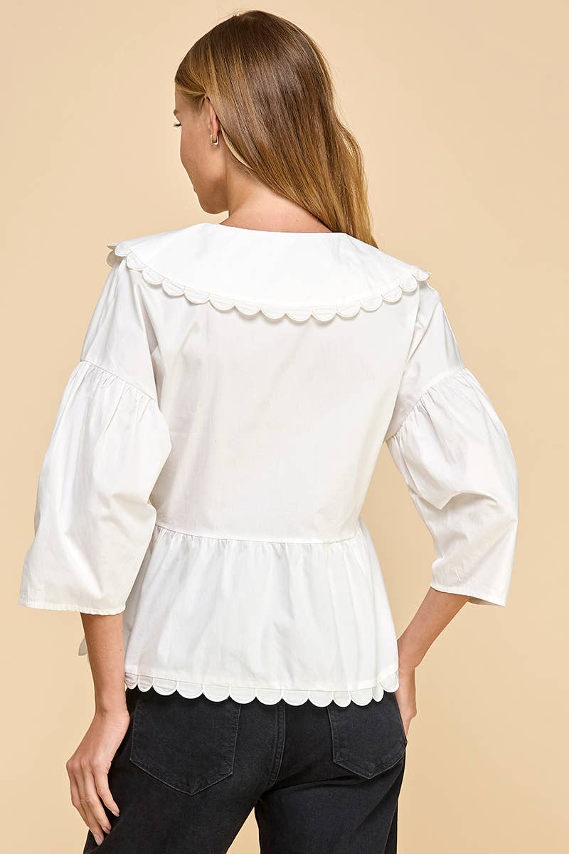 Peter Pan Collar Wrapped Front Top