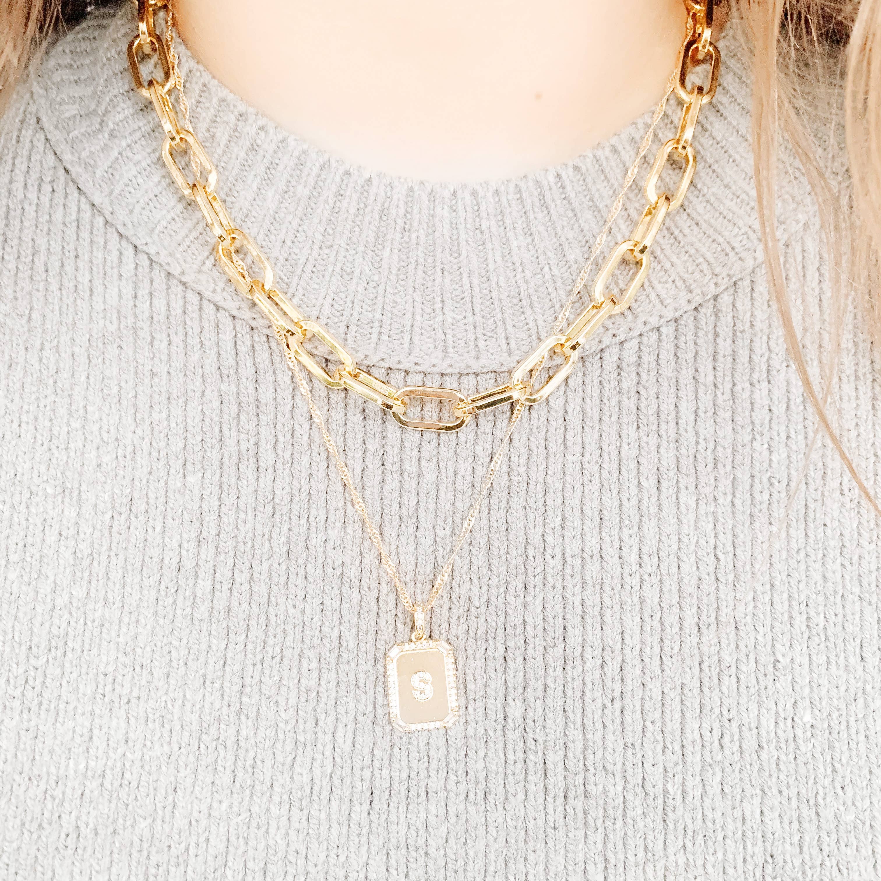Luxe Initial Plate Necklace