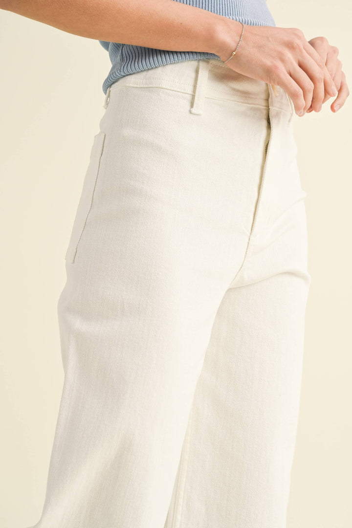 Straight Wide Leg Denim Pants