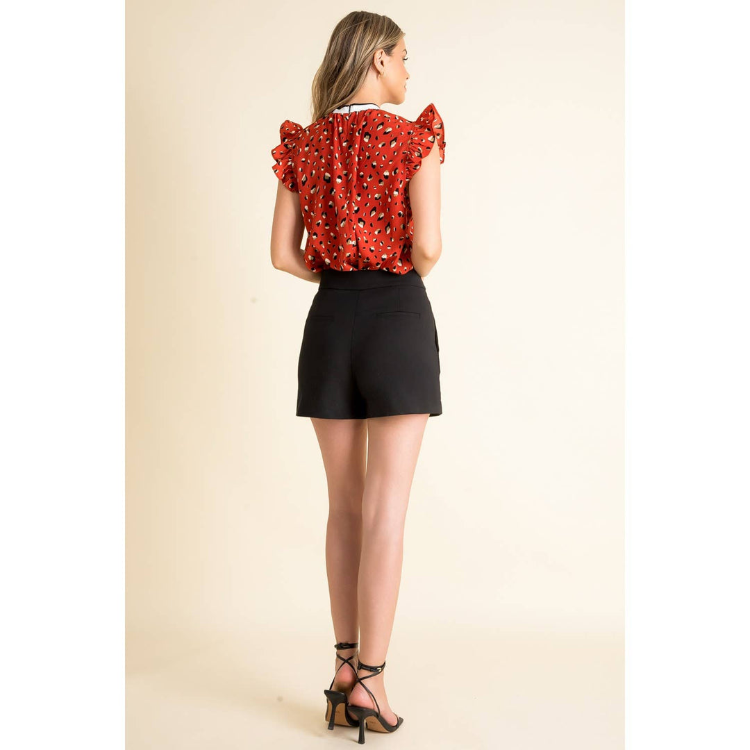 Leopard Print Flutter Sleeve Top