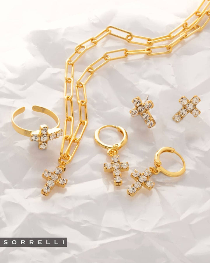 Sorrelli  Carly Cross Huggie Hoop Earrings