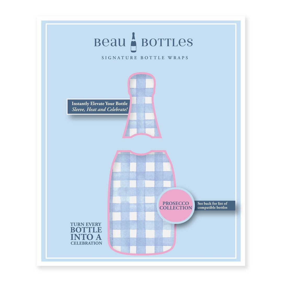 Beau Bottles - Beau Bottles Powder Blue Picnic Gingham- Prosecco Collection