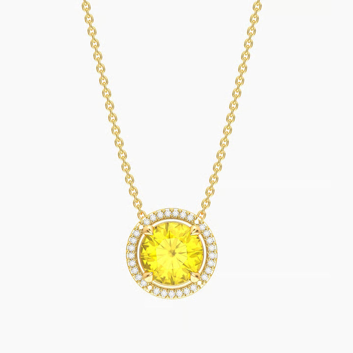 Gold Citrine Birthstone Pendant Necklace
