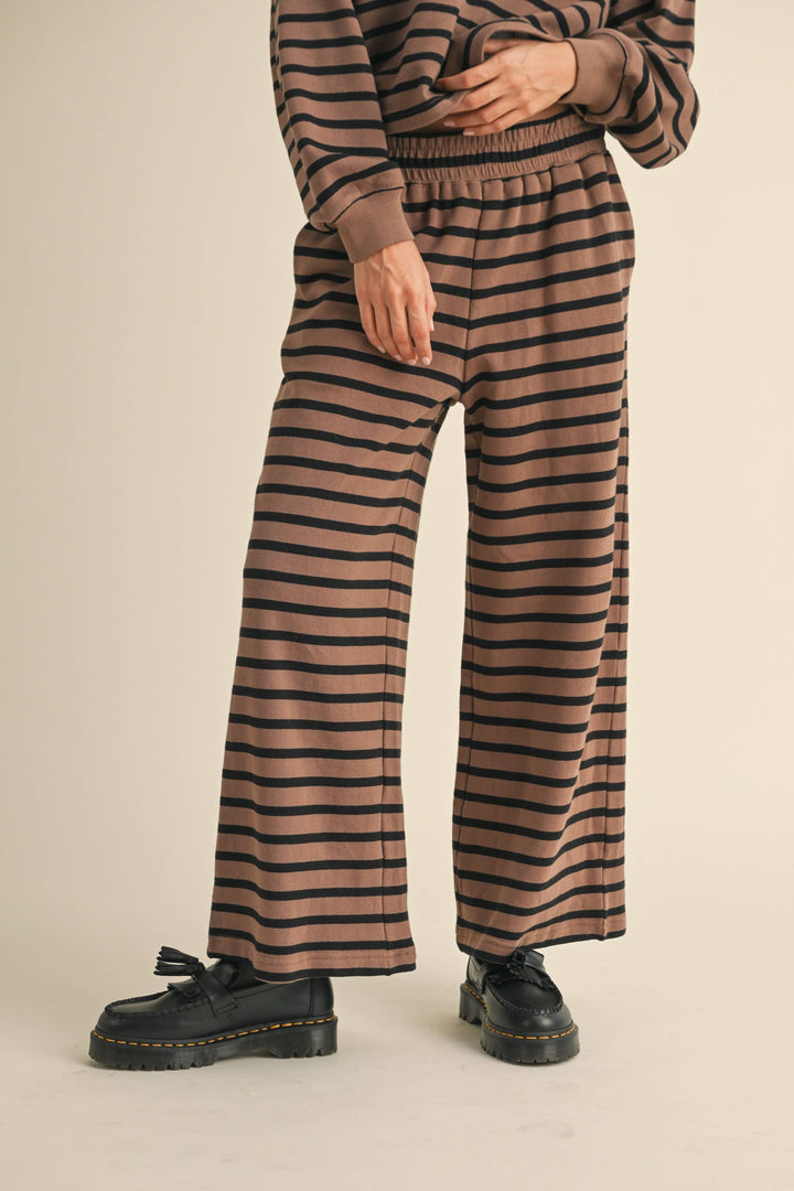 Striped Pattern Straight Leg Pants