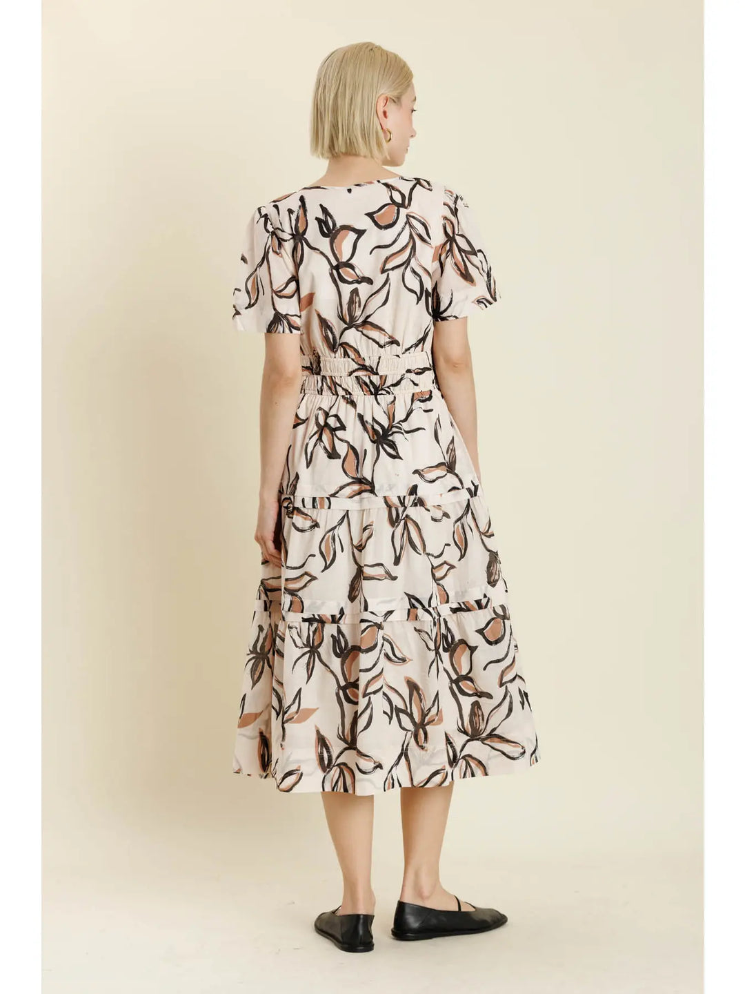 FLORAL TIERED MIDI DRESS