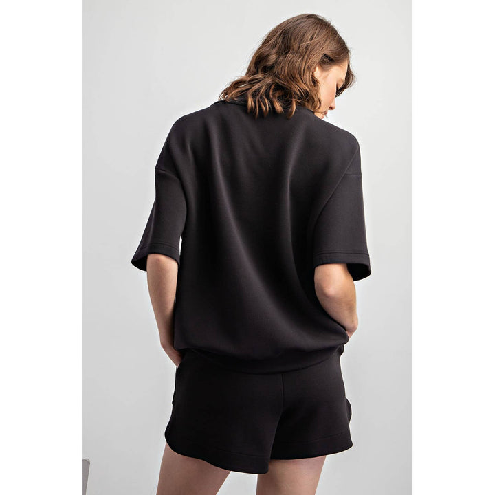 Modal Poly Span Short Sleeve Cowlneck Top