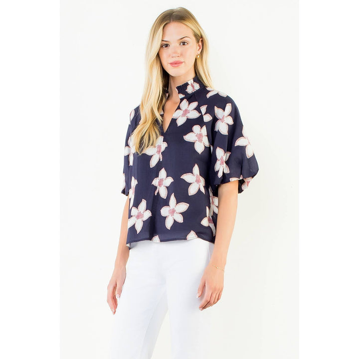 Flower Puff Sleeve Top