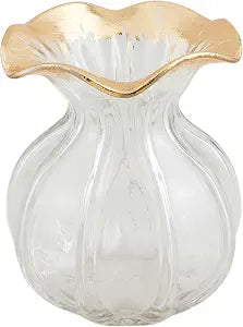Mud Pie Small Gold Edge Ruffle Vase