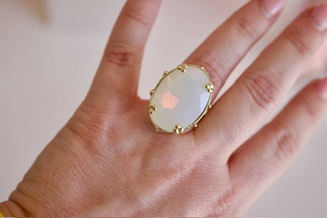 First Lady Adjustable Cocktail Ring in White Opal