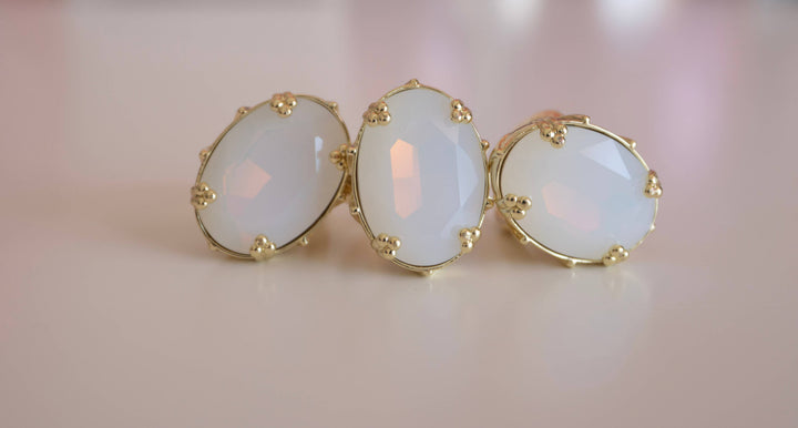 First Lady Adjustable Cocktail Ring in White Opal