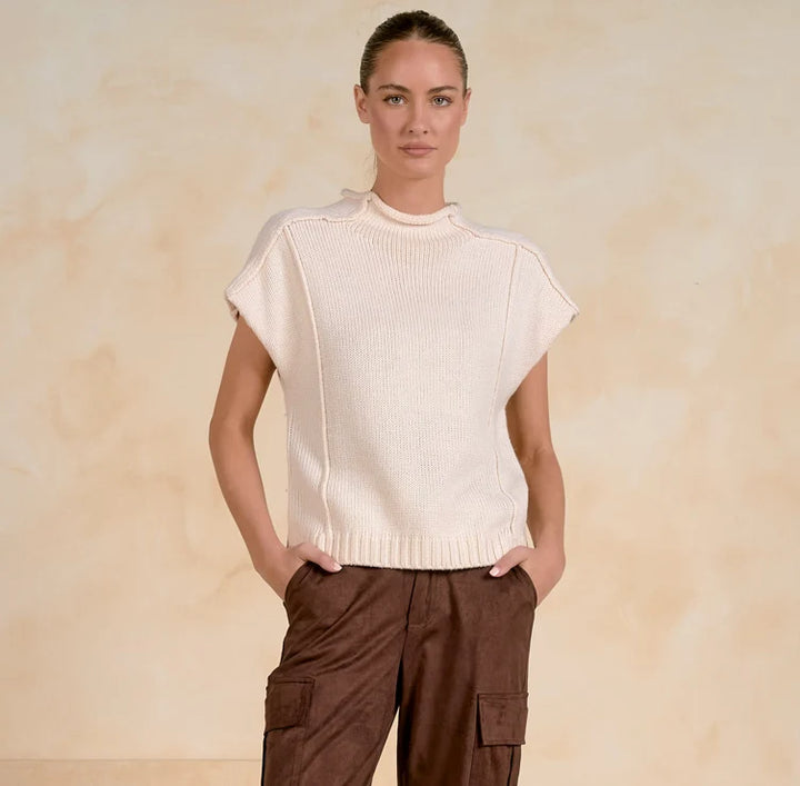 Elan Crew Neck Cap Sleeve Sweater