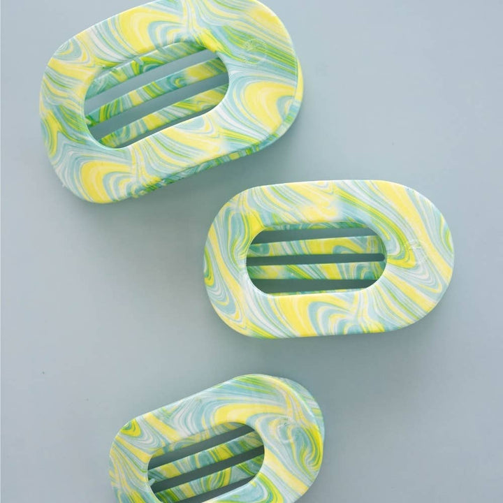 TELETIES - By the Sea Shore | Large | Flat Round Hair Clip