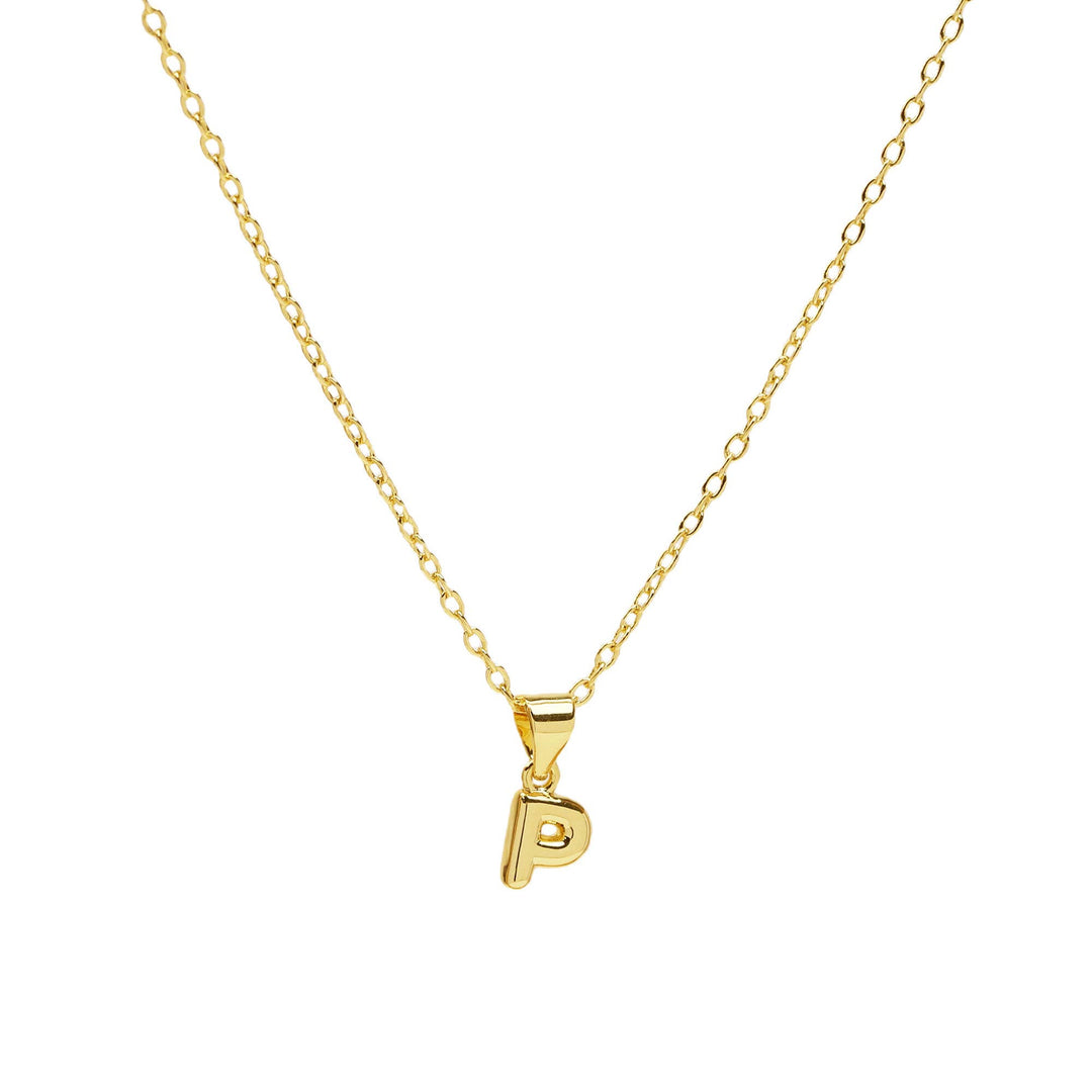 Initial Mini Balloon Bubble 18K Gold Necklace