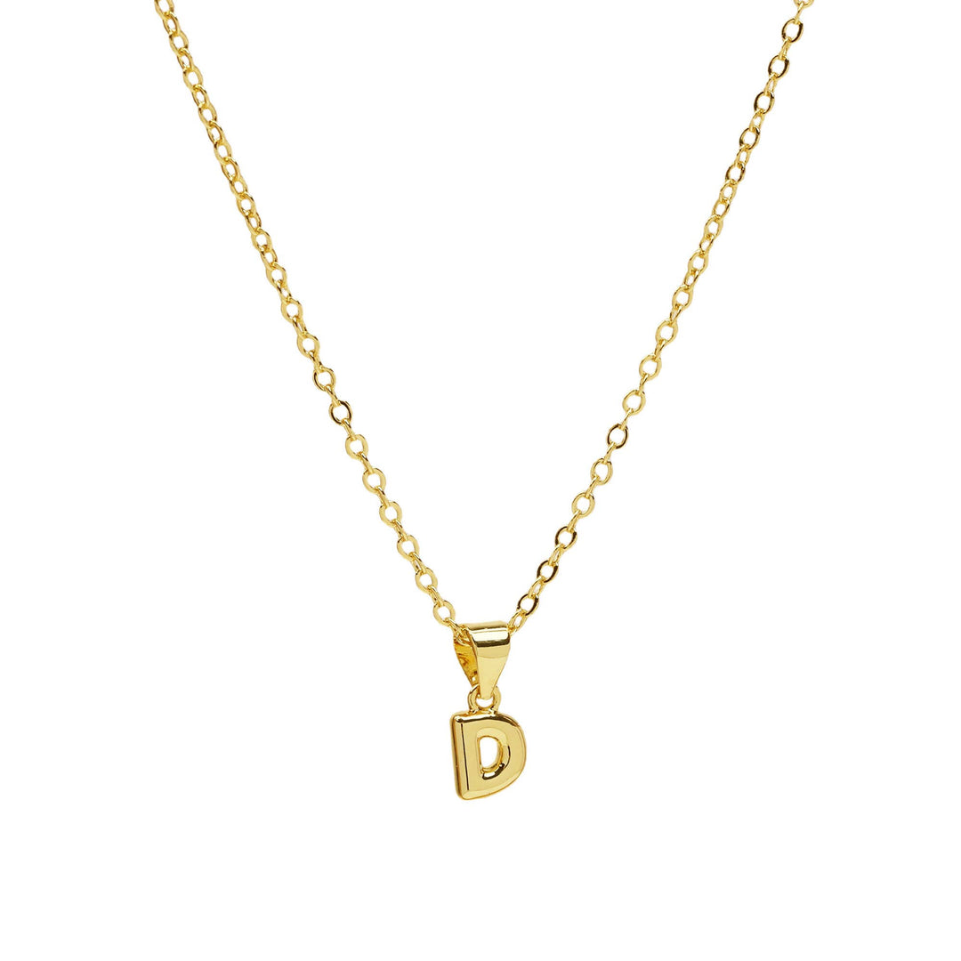 Initial Mini Balloon Bubble 18K Gold Necklace