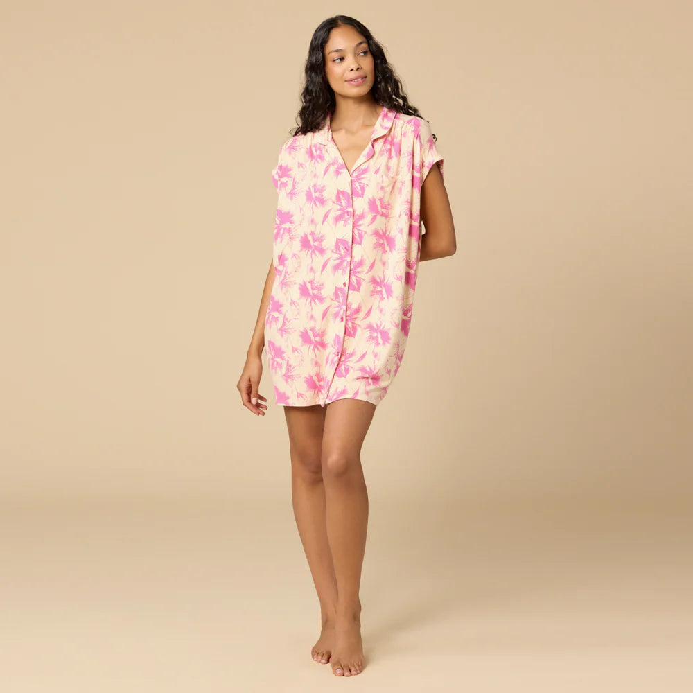Caftan Mini Sleepshirt Fuchsia