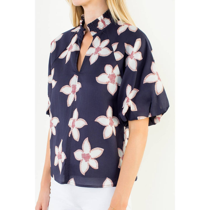Flower Puff Sleeve Top
