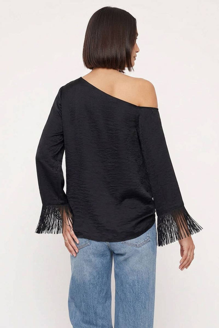 Fringe Sleeve Off Shoulder Fall Blouse