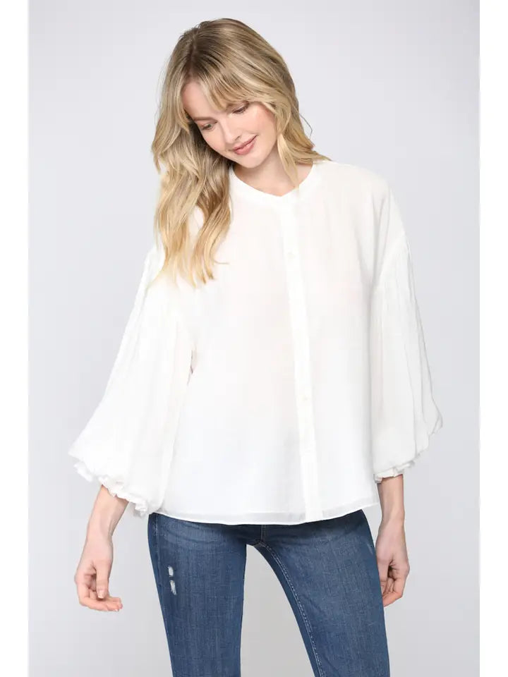 Puff Sleeve Button Down Shirt