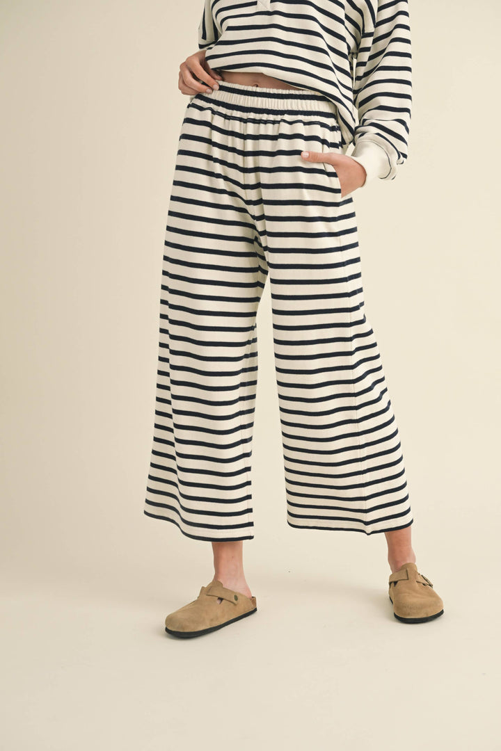 Striped Pattern Straight Leg Pants