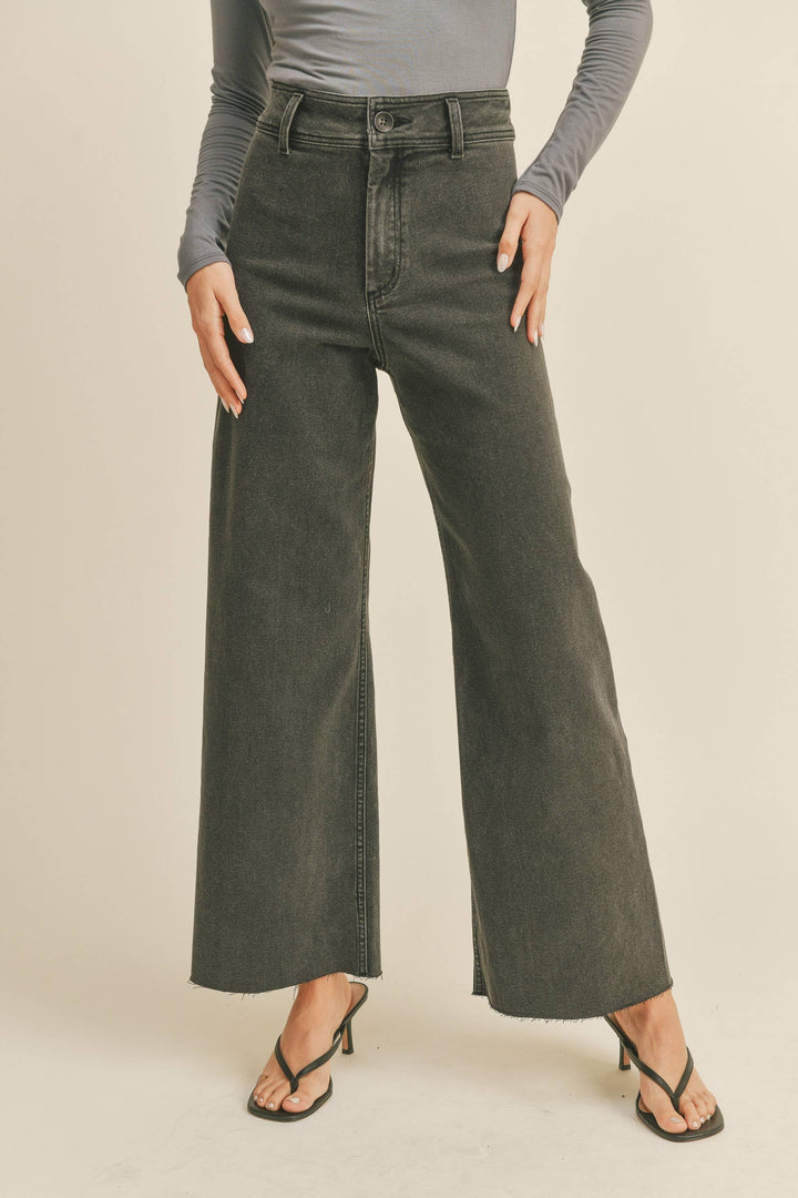 Straight Wide Leg Denim Pants